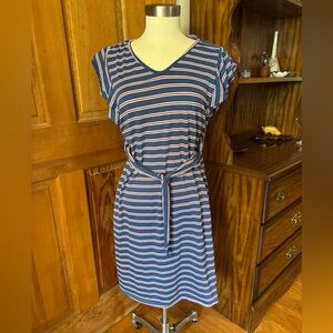 Striped Navy and Red White Casual Dress